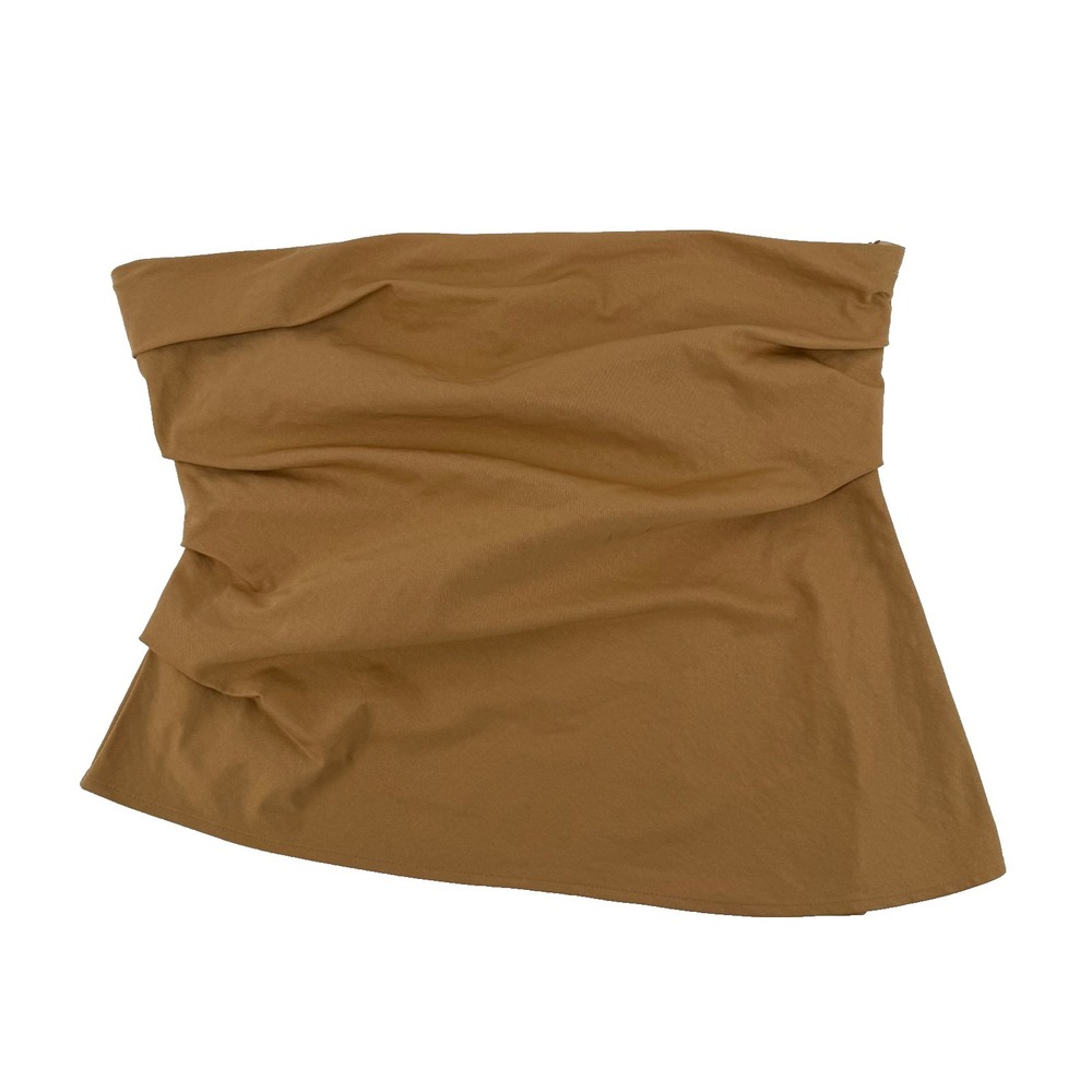 Strapless Asymmetric Tunic Top in Camel